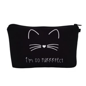 Black Cat Cosmetic Makeup Toiletry Bag Clutch